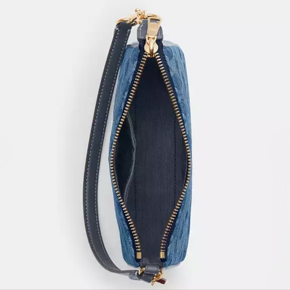 ๐ฅCOACH Nolita 19 In Signature Denim, Leather Trim, Gold Hardware, NEW W/TAGS! - Picture 4 of 7
